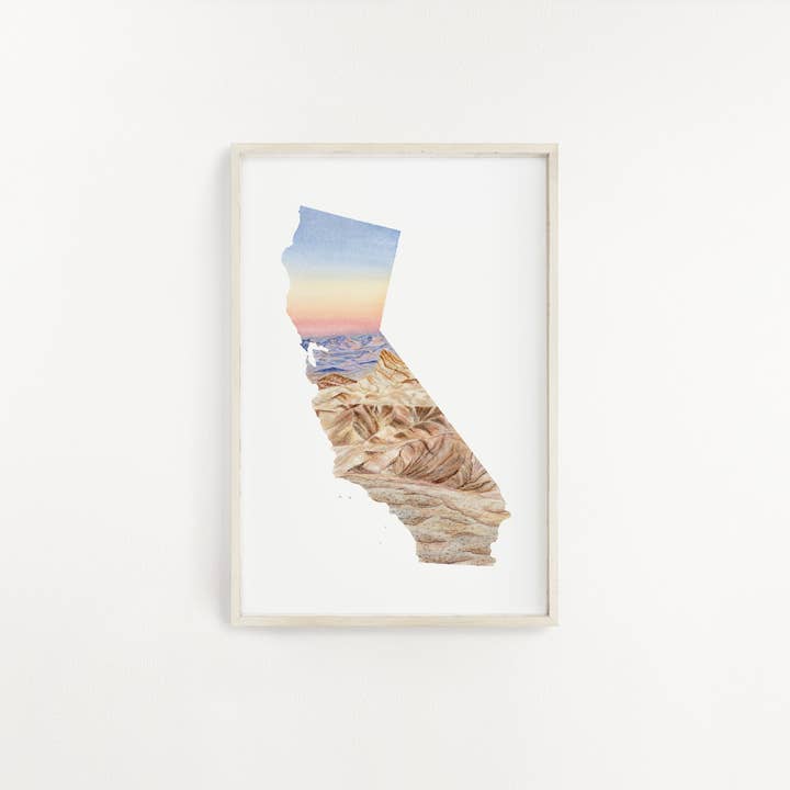 Impresión en acuarela del Parque Nacional del Valle de la Muerte de California, recuerdo del Valle de la Muerte de California para venta al por mayor de Emilie Taylor