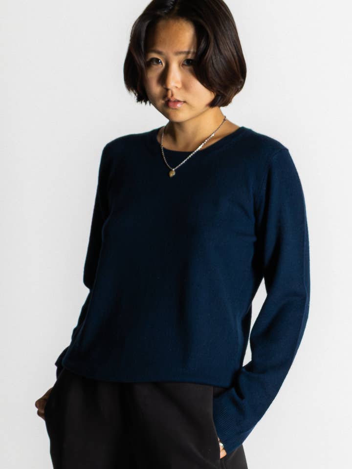 Lumé Crew Navy for wholesale by Oxford Meadow Cashmere