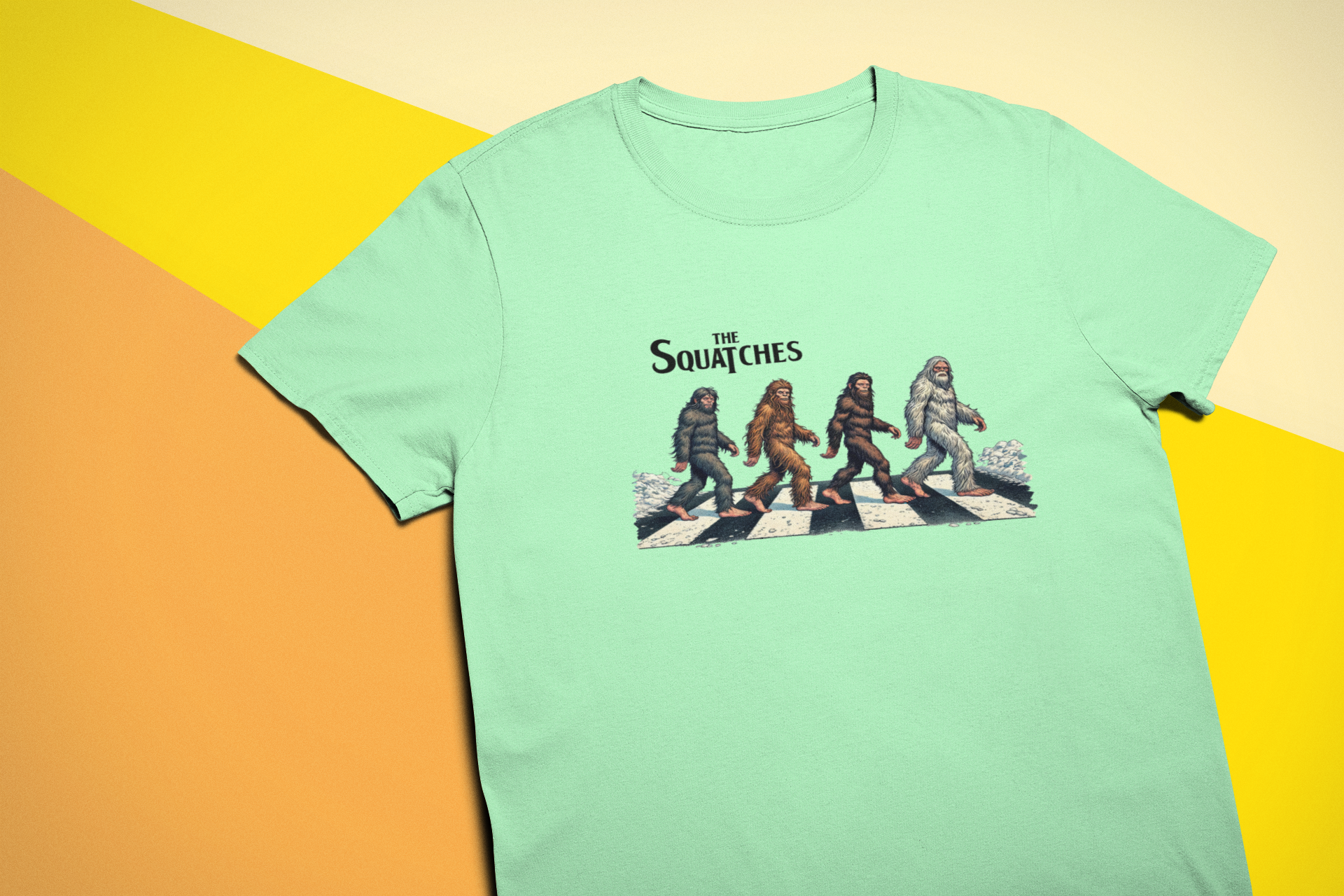 Squatchin’ Country - Wholesale T-Shirt (Graphic) - Men's - The Squatches tshirt (mint green or tan)5
