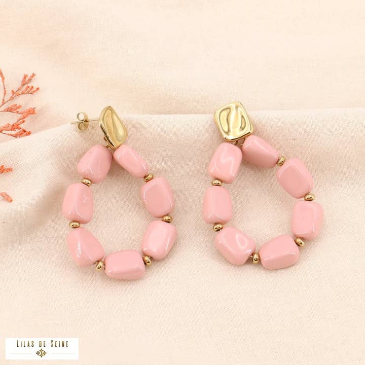 Lilas de Seine - Wholesale Dangle Earrings - Vintage steel drop resin earrings 03240012