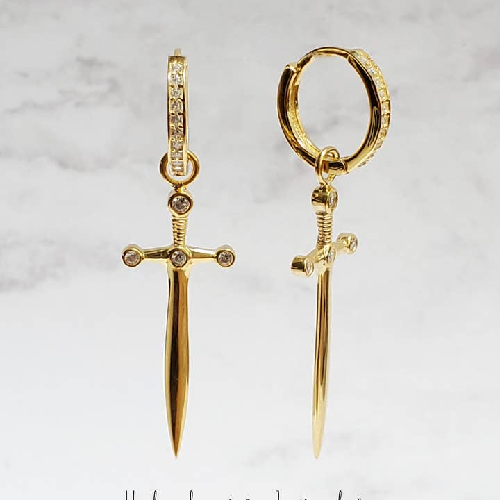 SWORD DROP HOOPS - E-HT1619 für den Großhandel von HolyBang Jewels