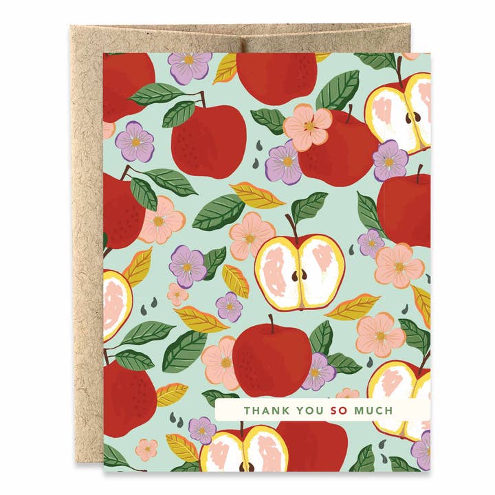 Carte de vœux Merci Beaucoup Pomme pour la vente par Paper Farm Press