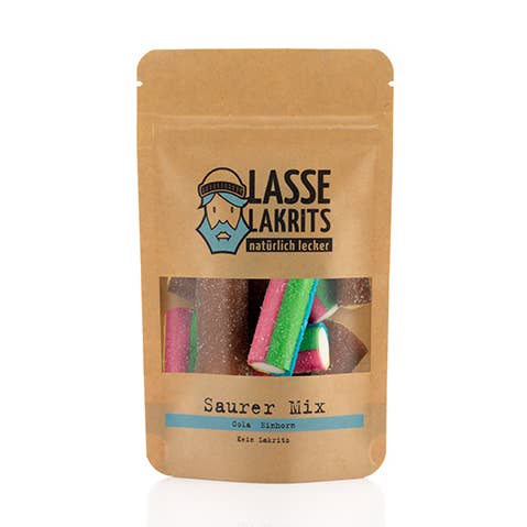 Saurer-Mix Mini Cola Unicorn 135g for wholesale by LASSE LAKRITS - natürlich lecker