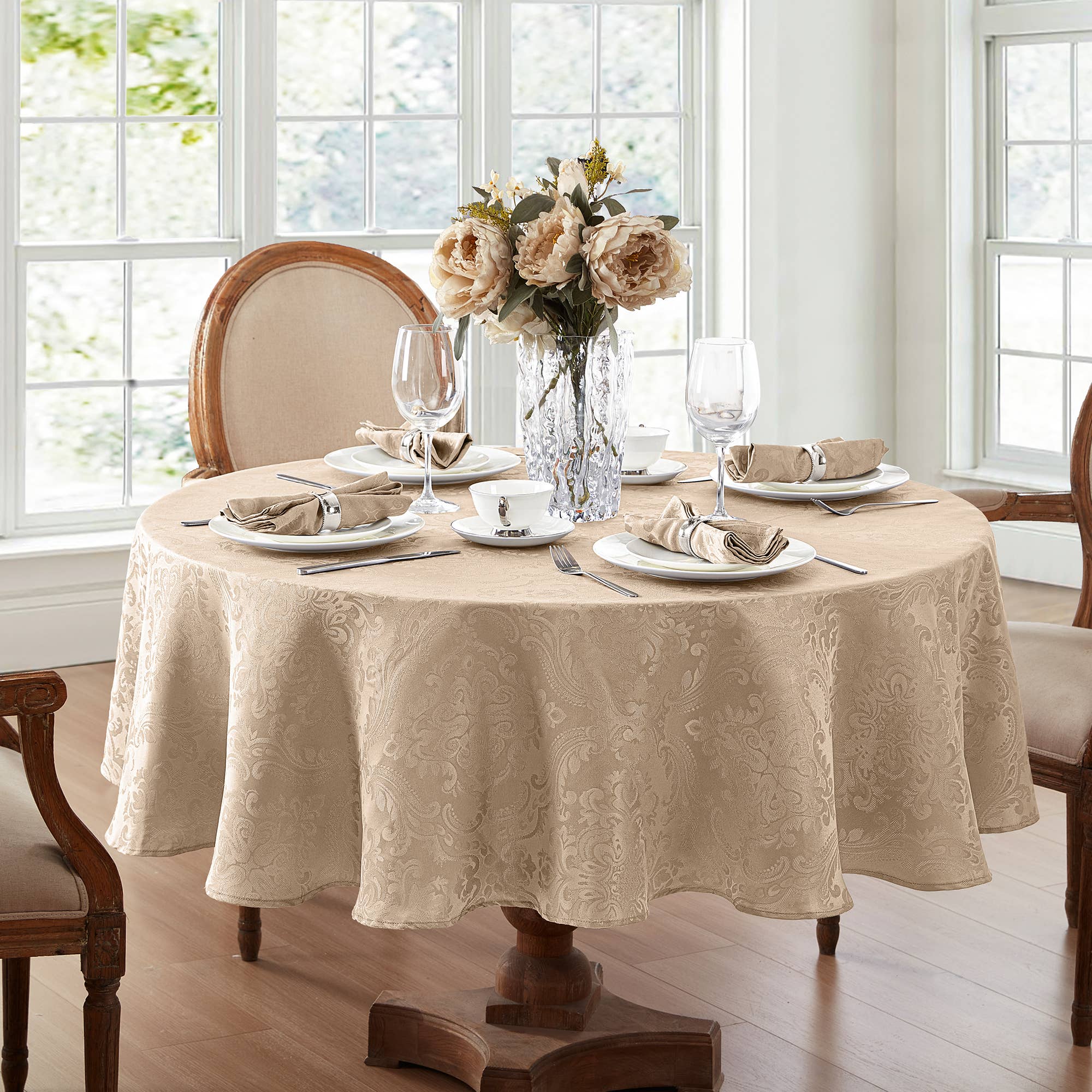 Threadmade Home - Wholesale Tablecloth - Caiden Elegance Damask Water and Stain Resistant Tablecloth23