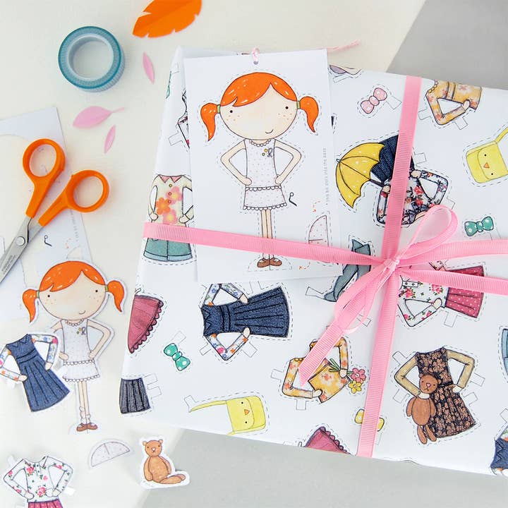Clara Paper Doll Wrapping Paper for wholesale by Clara and Macy