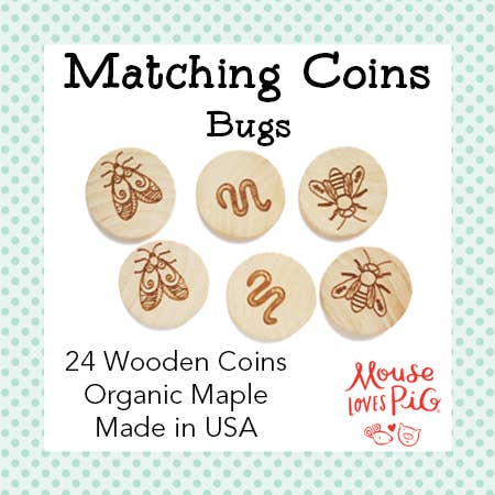 Wooden Toys - Matching Coins - Bugs for wholesale by Mouse Loves Pig