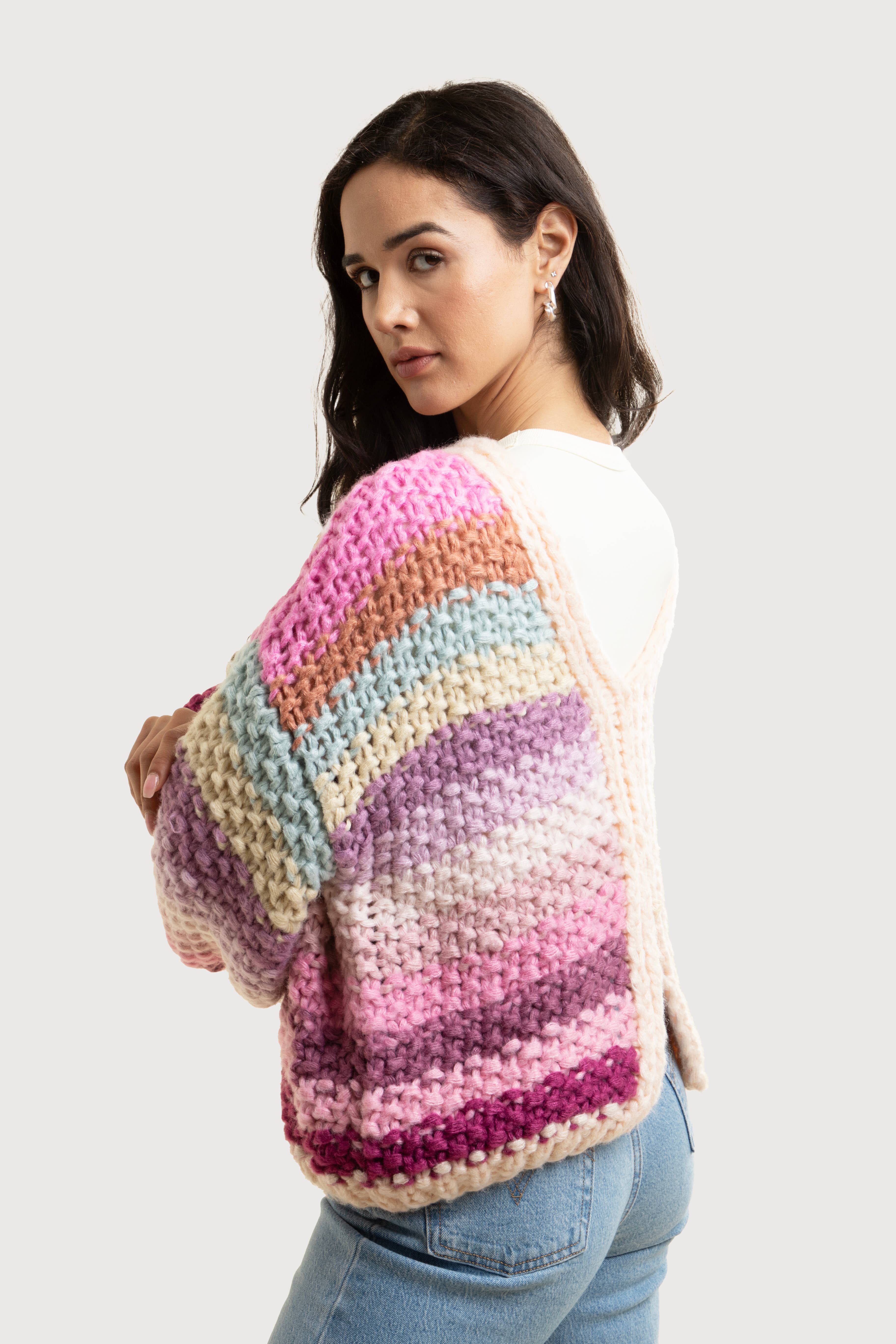 SAACHI - Wholesale Knit Sweater - Women's - Reversible Rainbow Pullover Sweater10