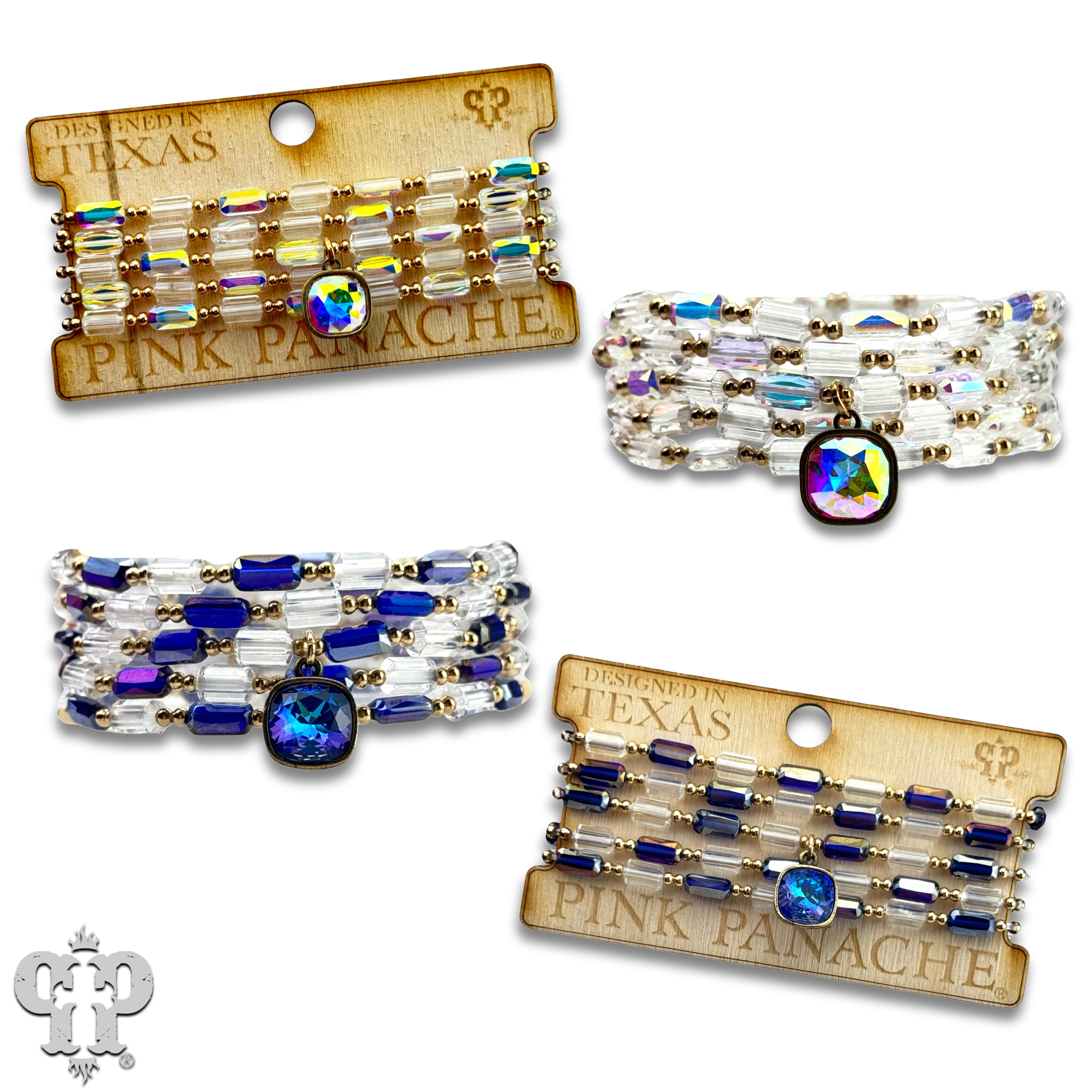 Pink Panache Brands - Wholesale Jewelry Set - Rectangle bead bracelet with Austrian crystal2