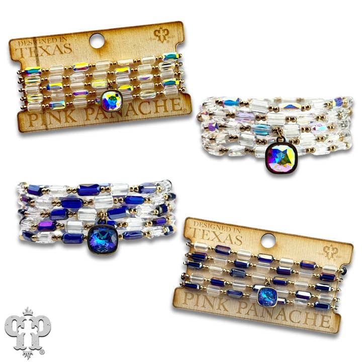 Pink Panache Brands - Wholesale Jewelry Set - Rectangle bead bracelet with Austrian crystal2