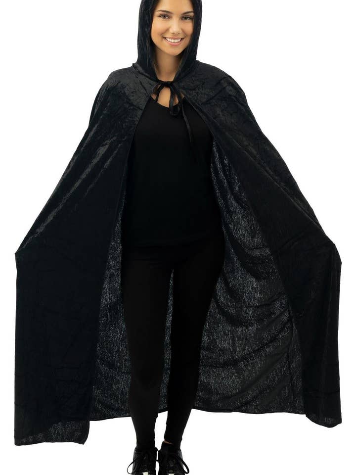 Velvet Cape With Hood - Black - 130cm for wholesale by P'tit Clown