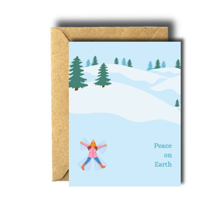Carte de Noël de Noël Snow Angel Peace on Earth pour la vente par Bee Unique