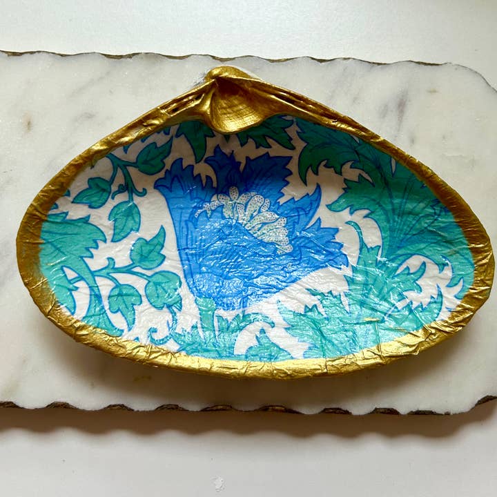 Blue Anemone Clamshell Jewelry and Trinket Dish for wholesale by Del Mar Designs DC