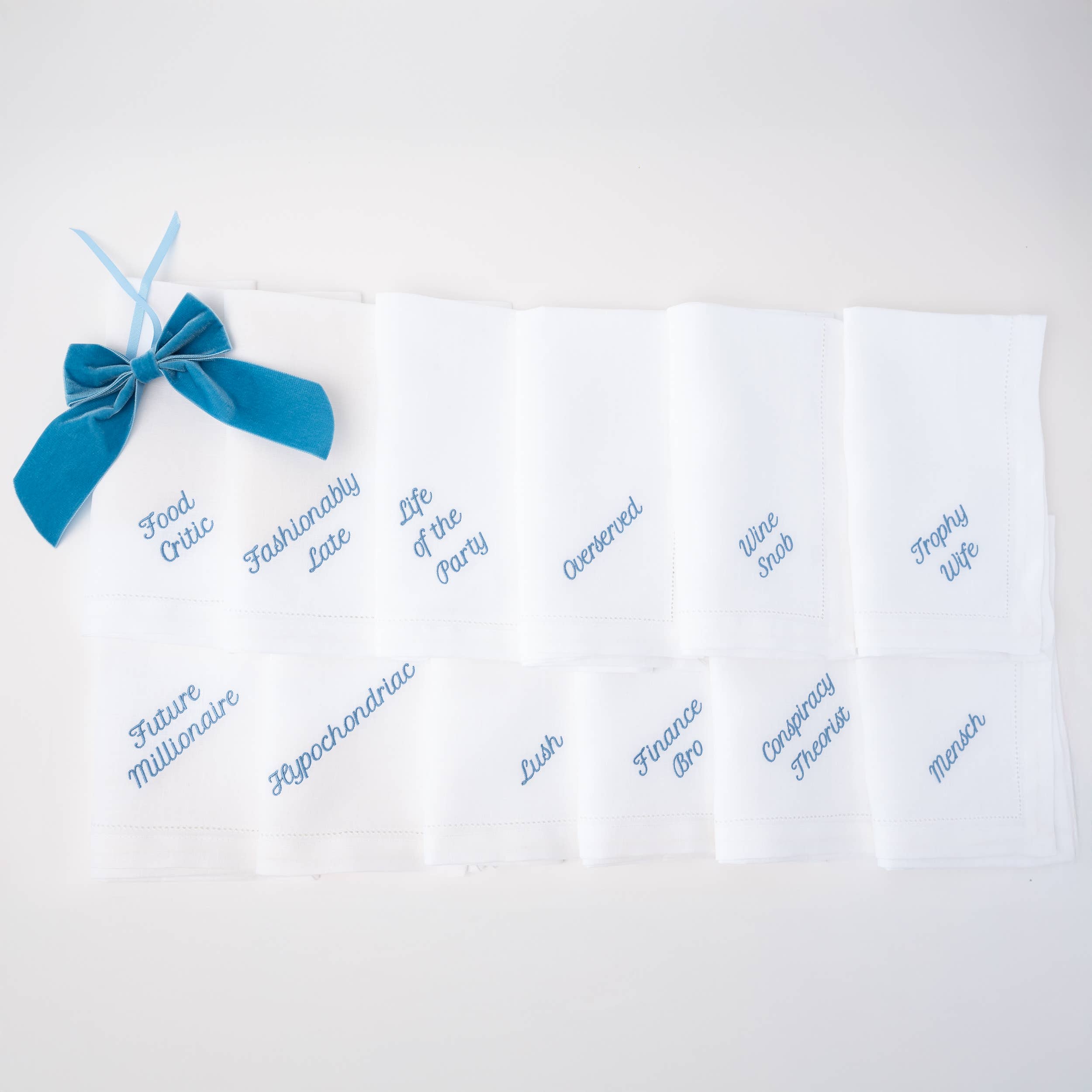 No Reservations - Vente Serviettes de table en tissu - Serviettes de table en lin avec superlatifs de fête – Lot de 127