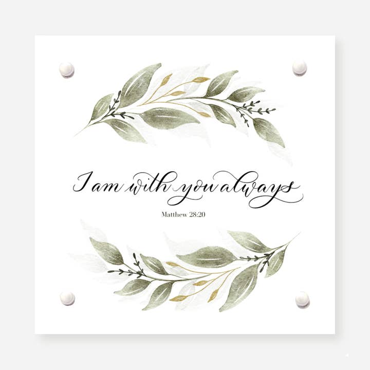 Biglietto delle Scritture incorniciato «Sono con te sempre» per la vendita all'ingrosso da parte di Blue Skies Lettering