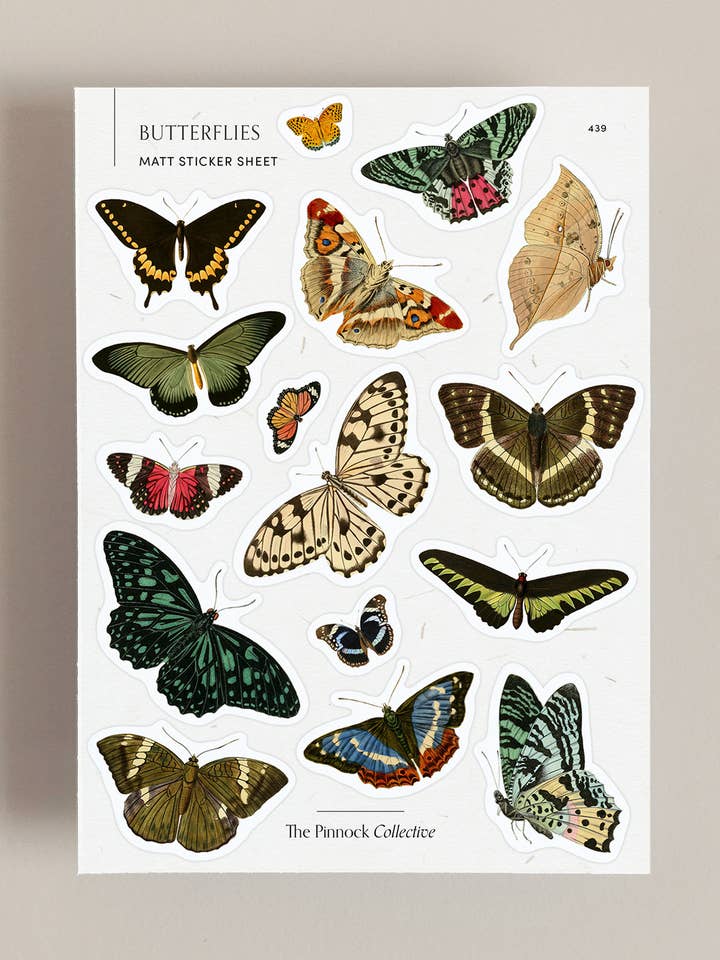 Vintage Butterflies Sticker Sheet for wholesale by The Pinnock Collective