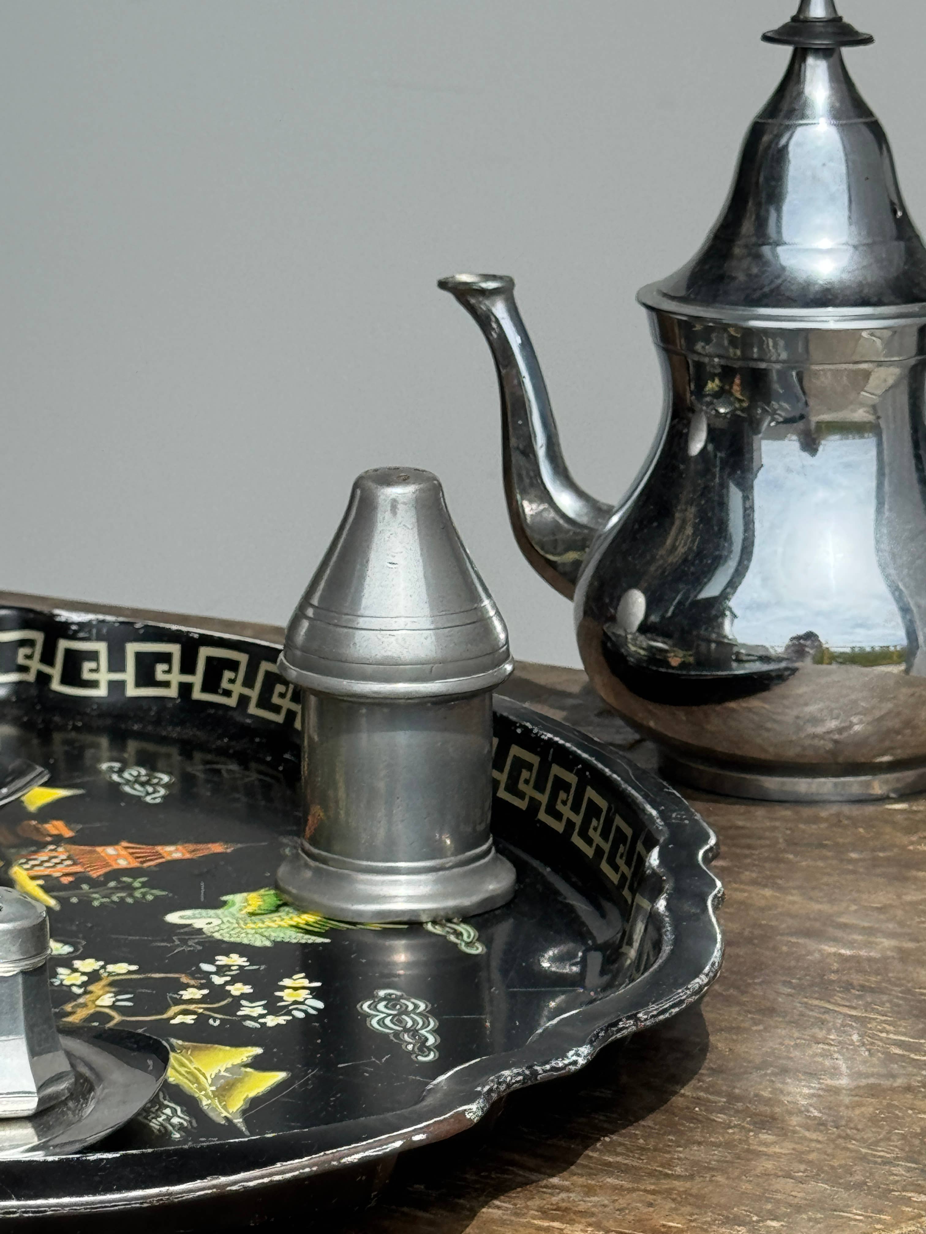 Office Objets - Wholesale Decorative Tray - Vintage black tray Asian theme L446