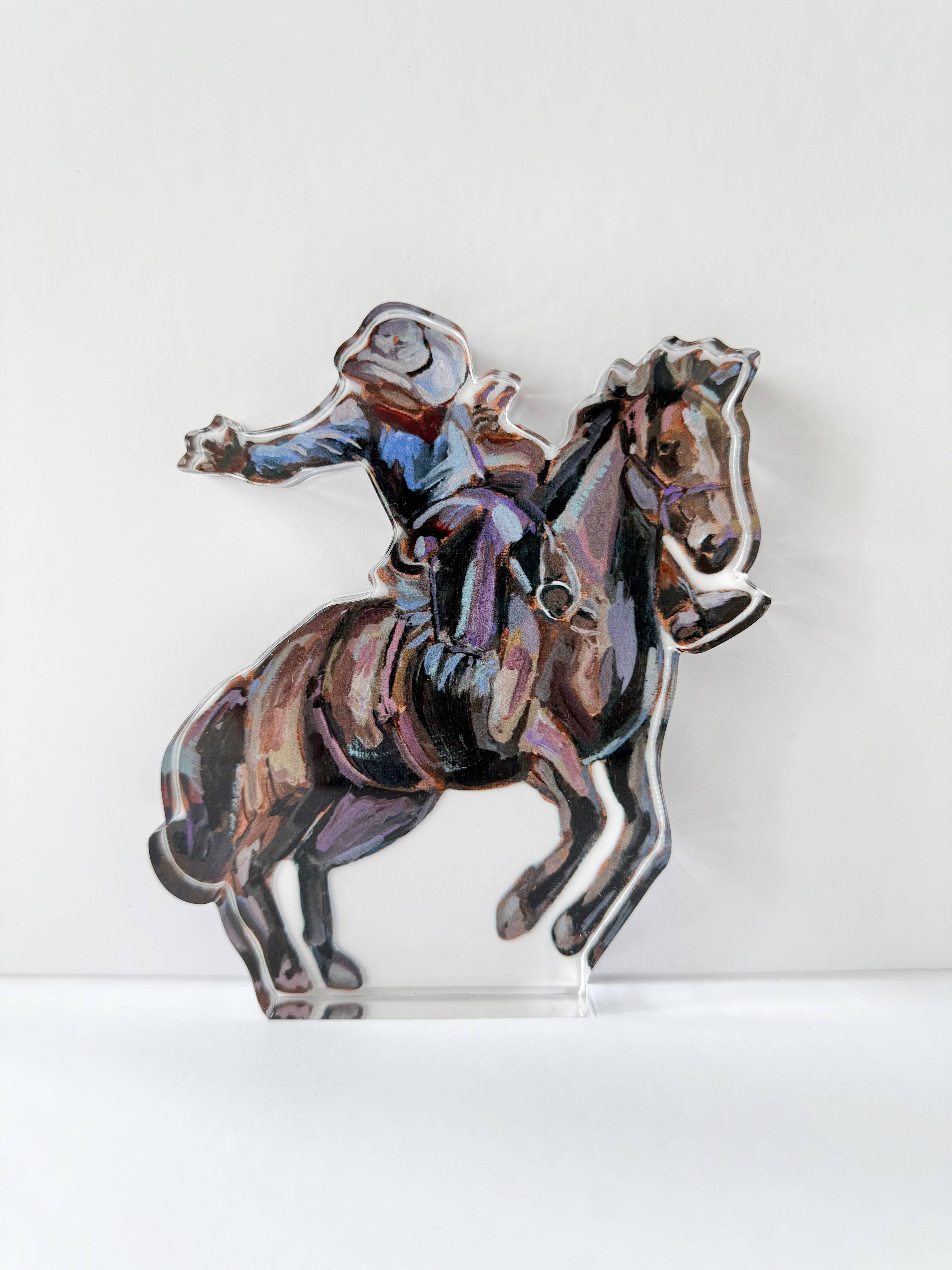 Chelsea McShane Art - Wholesale Decorative Tabletop Object - "Rodeo Cowboy" acrylic