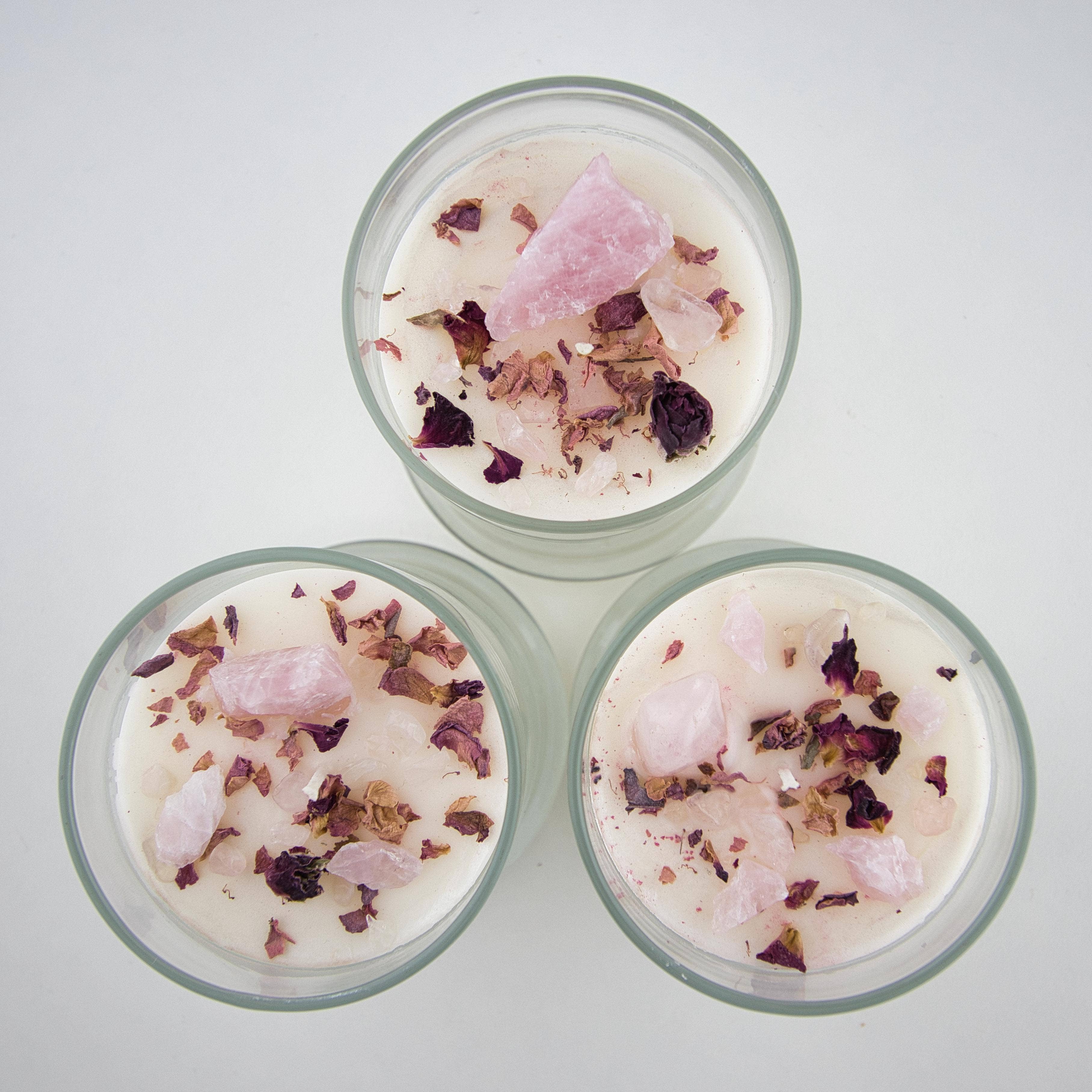 North Ave Candles - Wholesale Jar/Filled Candle - Crystal Candle / Rose Quartz | Rosewood + Bergamot5