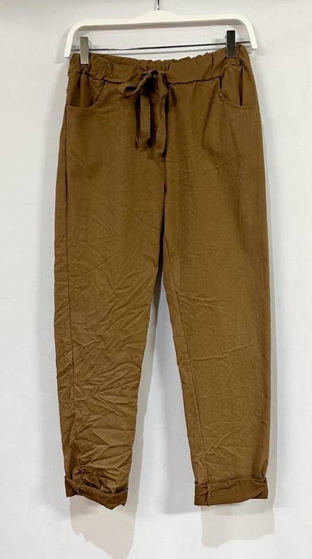 VENTI6 – Großhandel Hose – Damen – SOLIDE KNITTERFALTEN-JOGGER MIT KORDELZUG (50060)19