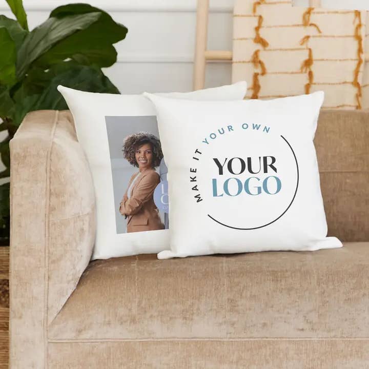 Custom Throw Pillow Cover w/ Insert - Your Company Logo and other Purchase Wholesale custom pillows. Free Returns & Net 60 Terms on Faire trending on Faire.