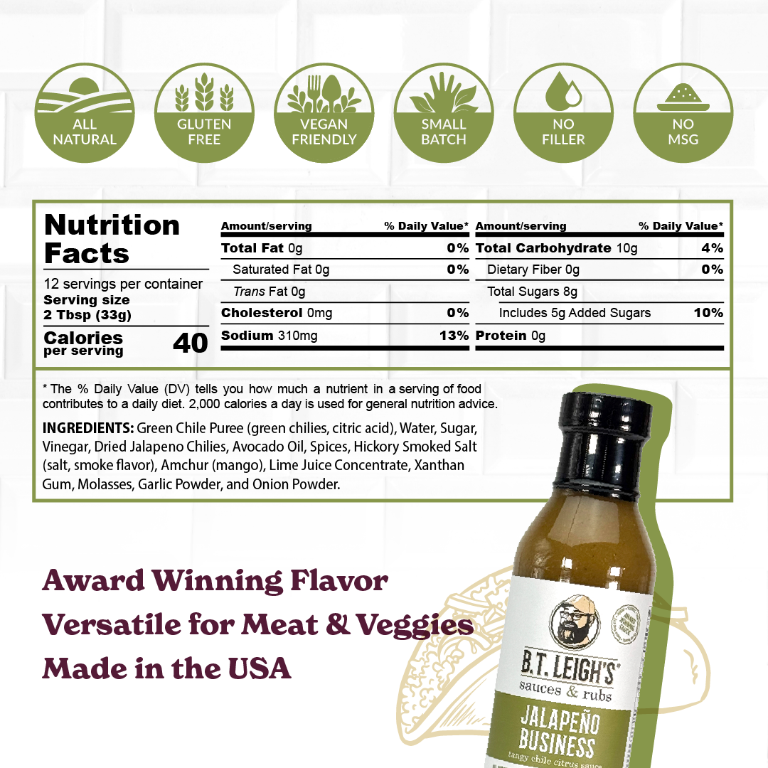 B.T. Leigh's Sauces & Rubs - Wholesale Hot Sauce - Jalapeño Business - Mango Chile Citrus Sauce - 14 oz Bottle3