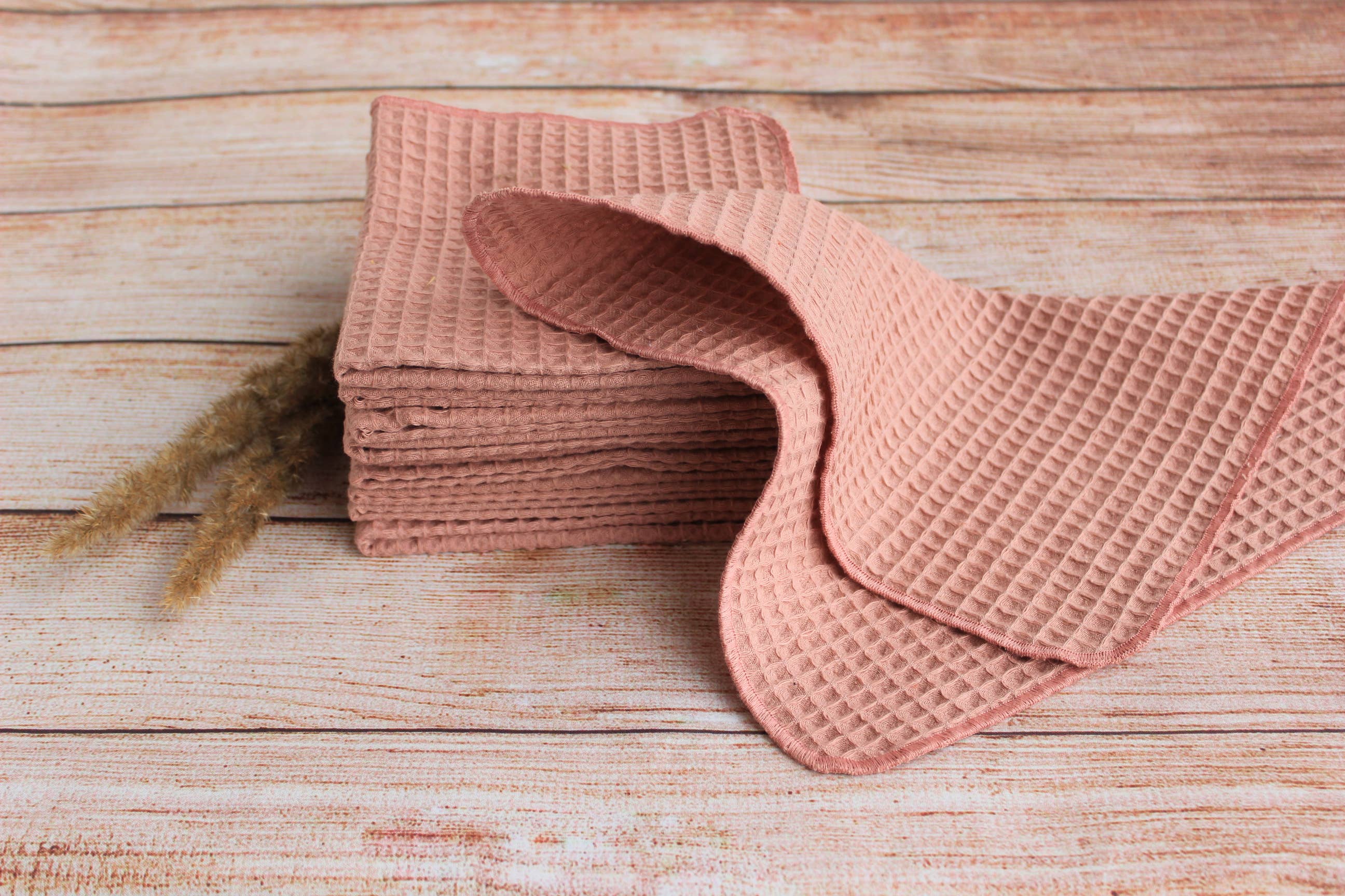 Bloom Pads - Wholesale Dishcloth - Small waffle Towels 5 PACK, Kitchen Dish clothes/Old pink8