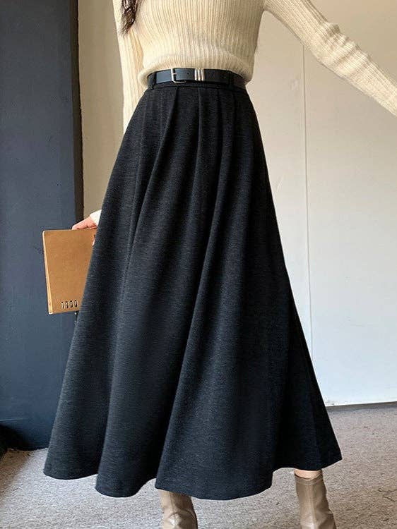 Marayn – wholesale Skirt – Women’s – Chic Korean Knit Midi Skirt HighWaisted Slimming ALine1