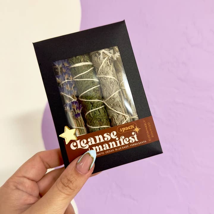 The 12th Moon - Wholesale Sage Bundle - CLEANSE and MANIFEST KIT - Bundle - 4 Pack - Sage Smudge0