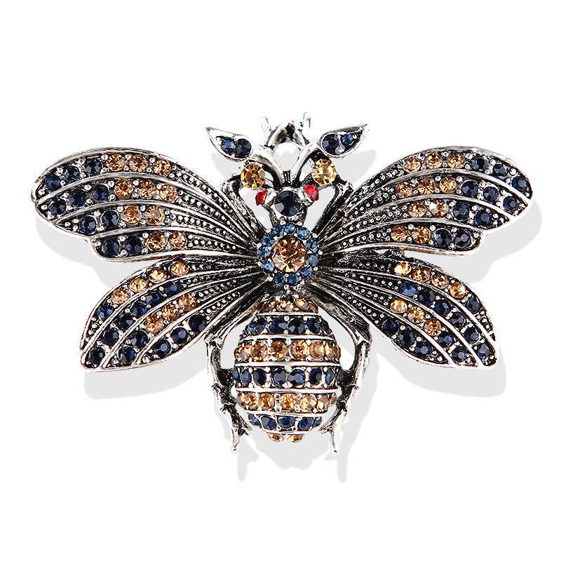 Tourtiwi – wholesale Brooch – Bee Beetle Crystal Pearl Brooch, Cute Insect Metal Pin3