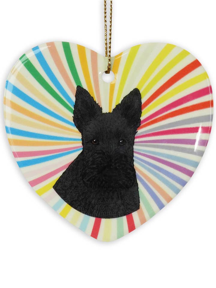 Scottie Ceramic Heart Ornament for wholesale by Sabyloo