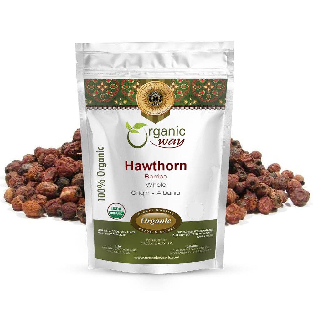 Organic Way LLC - Wholesale Loose Tea - Hawthorn Berries Fruit Whole (Crataegus monogyna) - European Wild-Harvest | Kosher Certified | Vegan, Non GMO & Gluten Free | USDA Certified | Origin - Albania