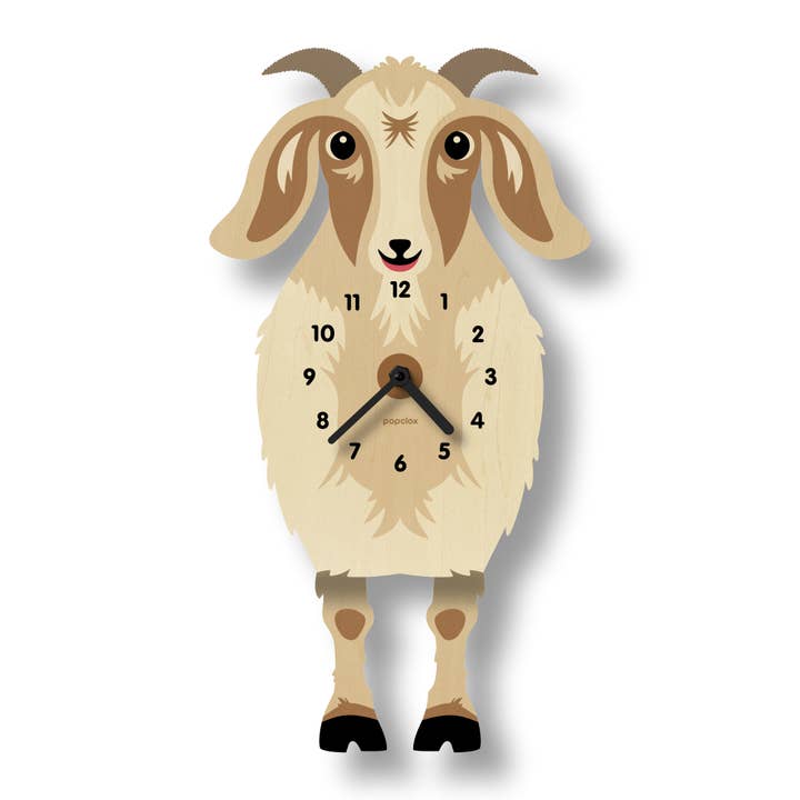Greta Goat Pendulum Clock - Wood for wholesale by Popclox