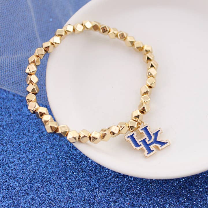 Kentucky Gold Stretch Bracelet w/Enamel Logo for wholesale by Seasons Jewelry