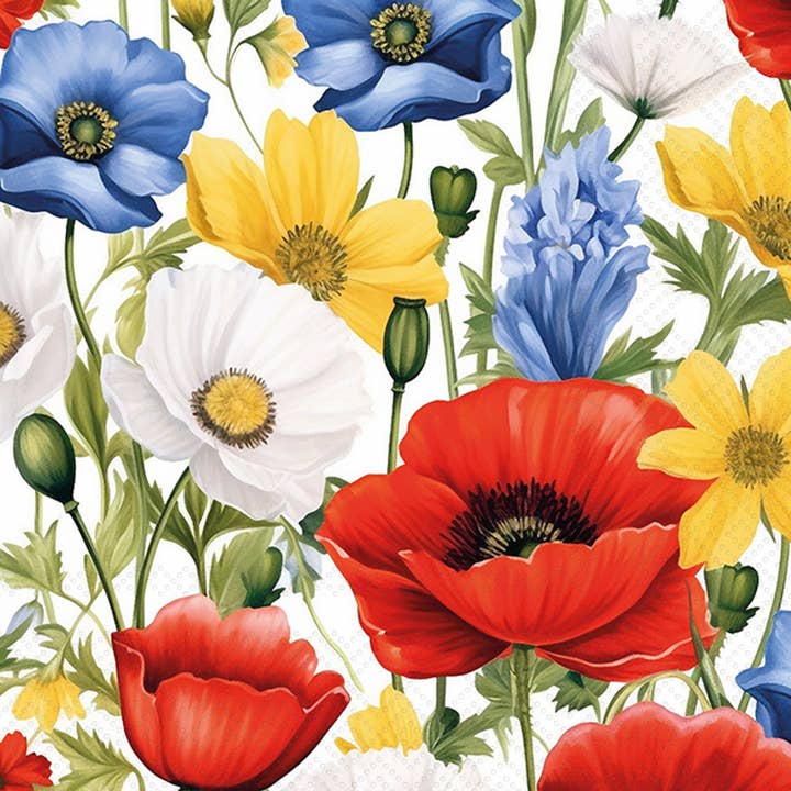 Boston International - Wholesale Disposable Napkin - Paper Cocktail Napkins Pack of 20 Summer Blossoms