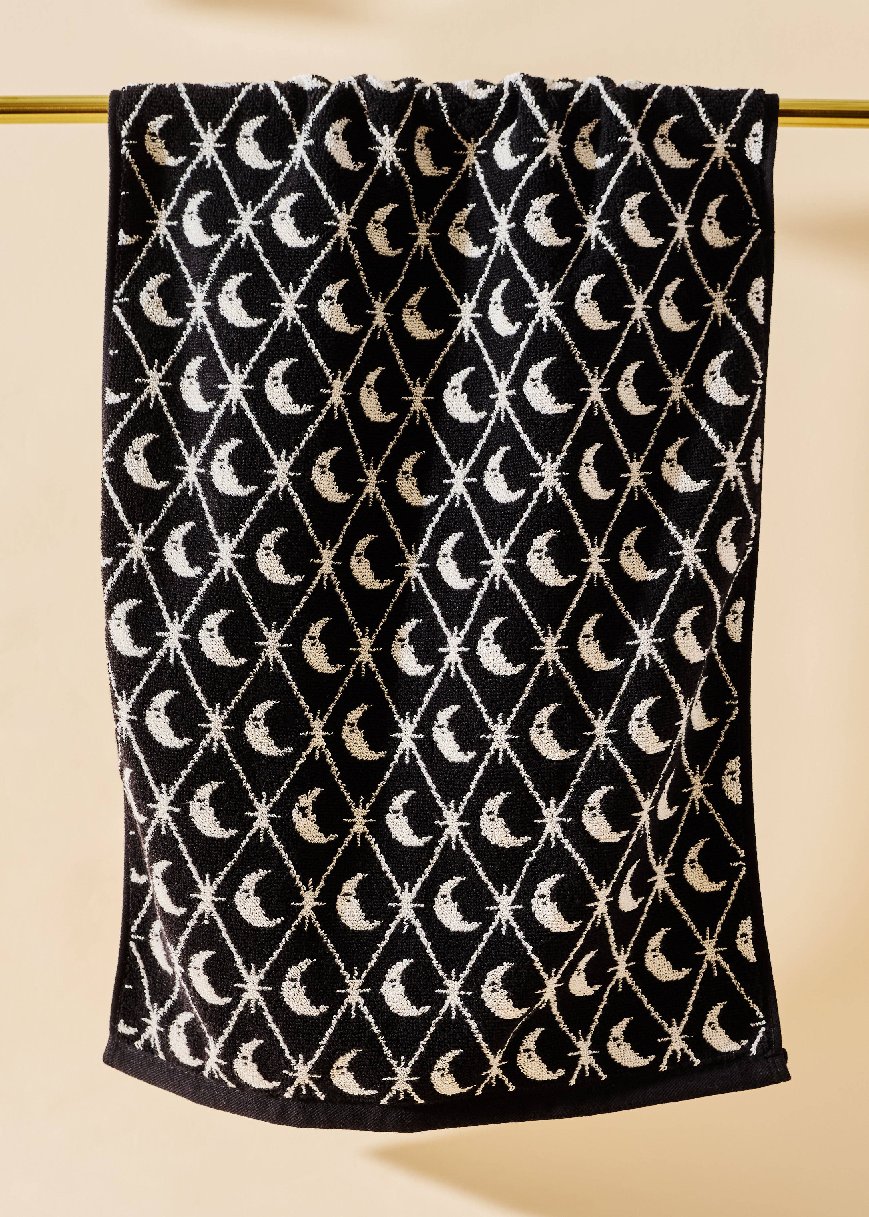 One & Only Paper - Wholesale Tea Towel - Moon and Stars Black and White Terry Cloth Towel1