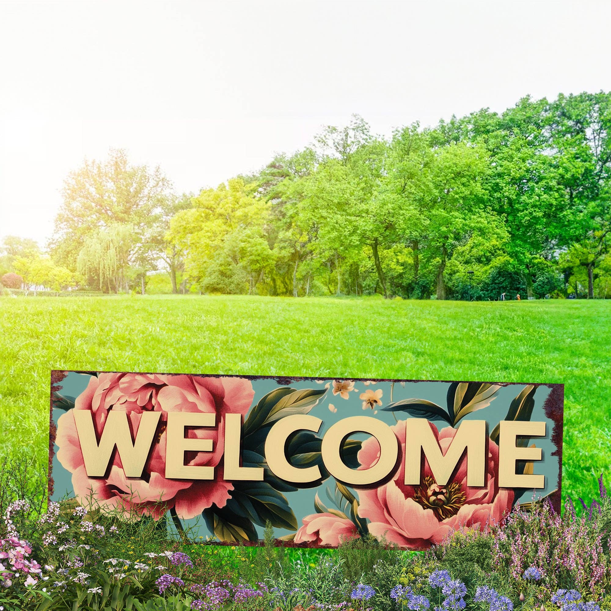 TX USA Corporation - Wholesale Garden/Lawn Stake - Summer Peony Welcome Garden Stake | Farmhouse Outdoor Yard Sign 36in4