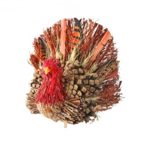 The African Home Goods - Vente Décorations de table - Figurine de dinde naturelle 28 cm (11") - mélange de récolte1