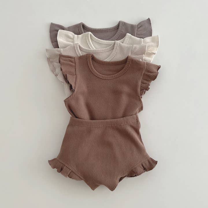 Kids Toddlers Cotton Soft Ribbed shirt & shorts Pajama set for wholesale by peekaboo