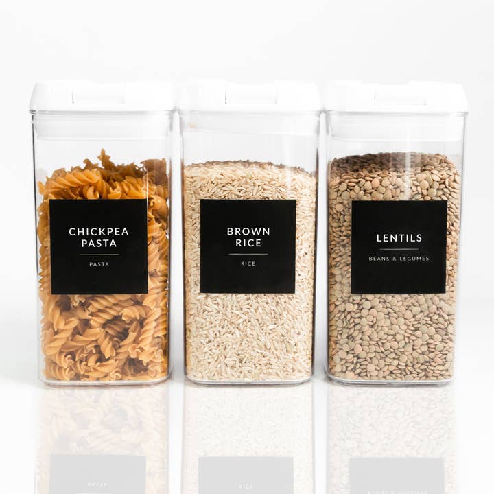 Black Minimalist Pantry Labels for wholesale by Savvy & Sorted