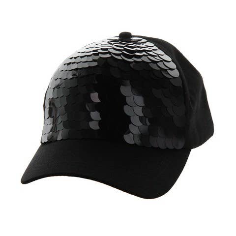Large Sequin Scaled Black Baseball Cap for wholesale by SP Sophia Collection