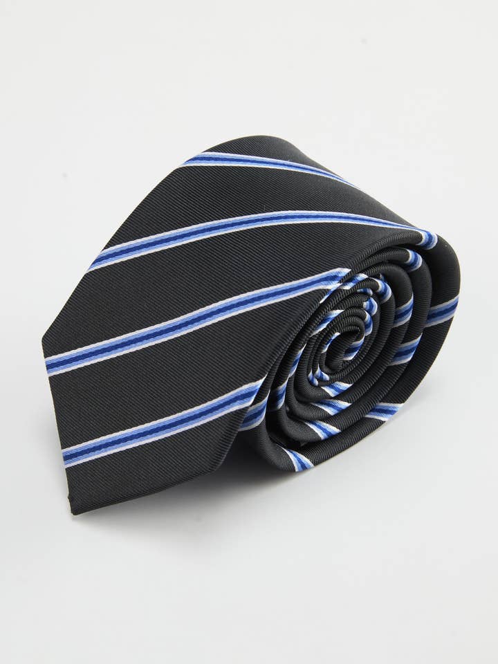 Accent Navy-Blue Stripe Silk Tie for wholesale by Knottery & Co.