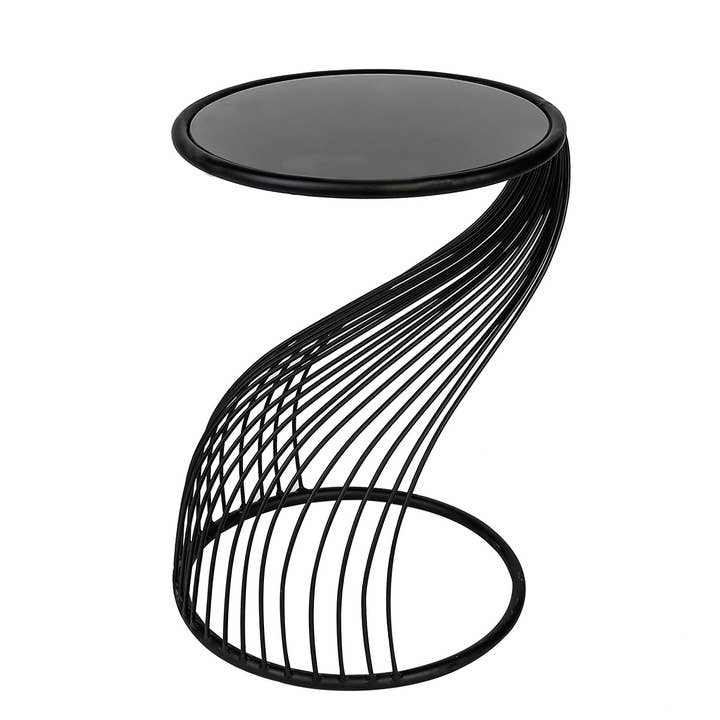 side table “Ray” black, met/glass, H.54cm for wholesale by Gilde Handwerk Macrander GmbH & Co. KG