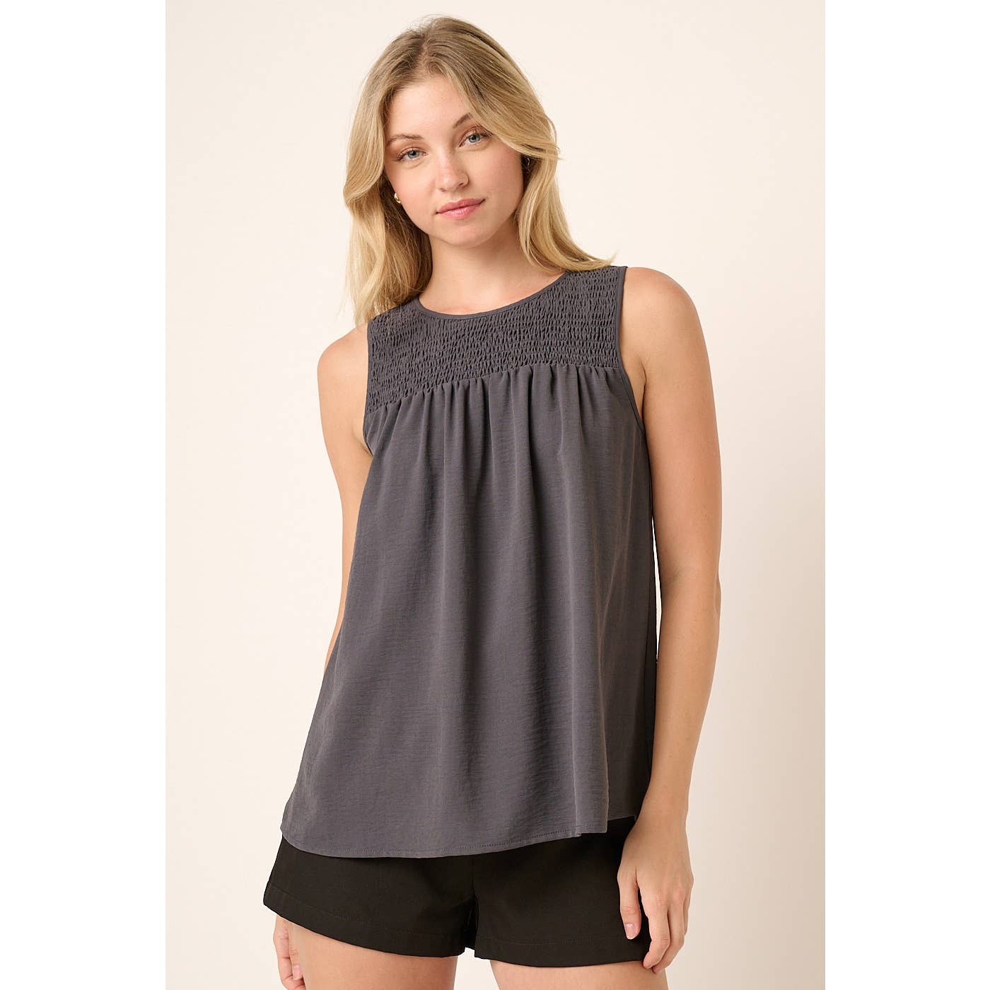 mittoshop – wholesale Blouse – Women’s – AIRFLOW SMOCKED YOKE SLEEVELESS BLOUSE1