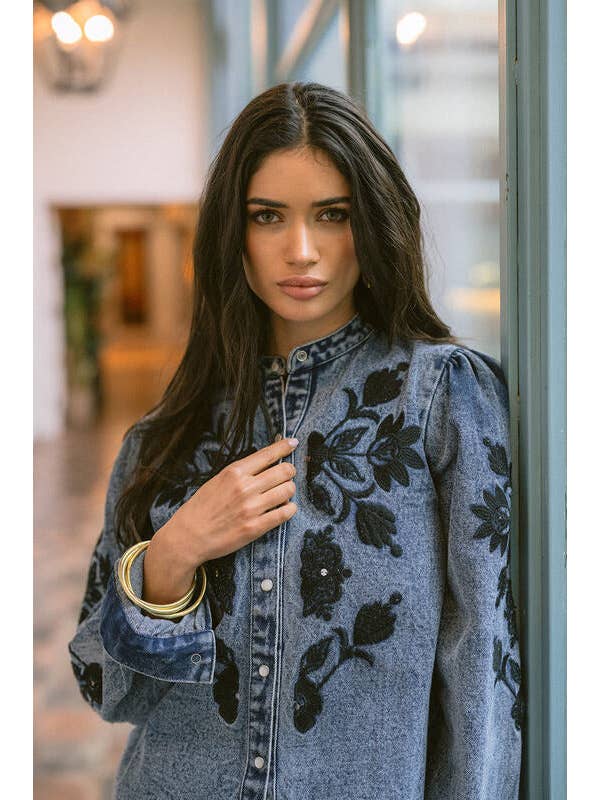 Piti Cuiti - Wholesale Denim Jacket - Women's - FLORAL COSMOS DENIM OVERSHIRT4