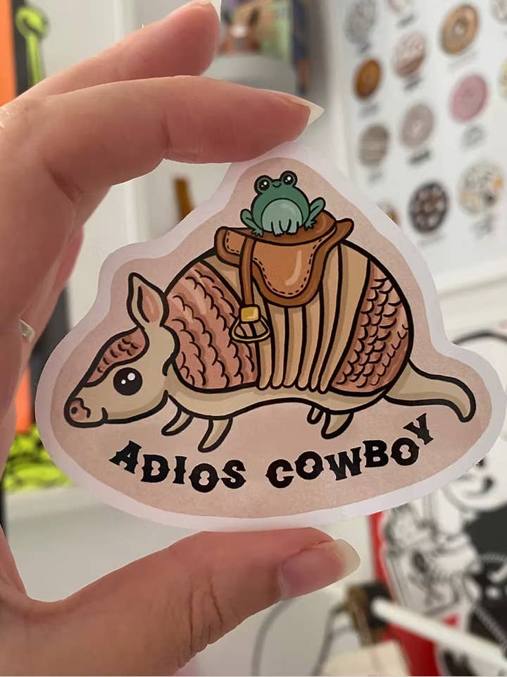 Adios Cowboy Sticker | Frog Armadillo Sticker | Western for wholesale by Yasmin Cousins