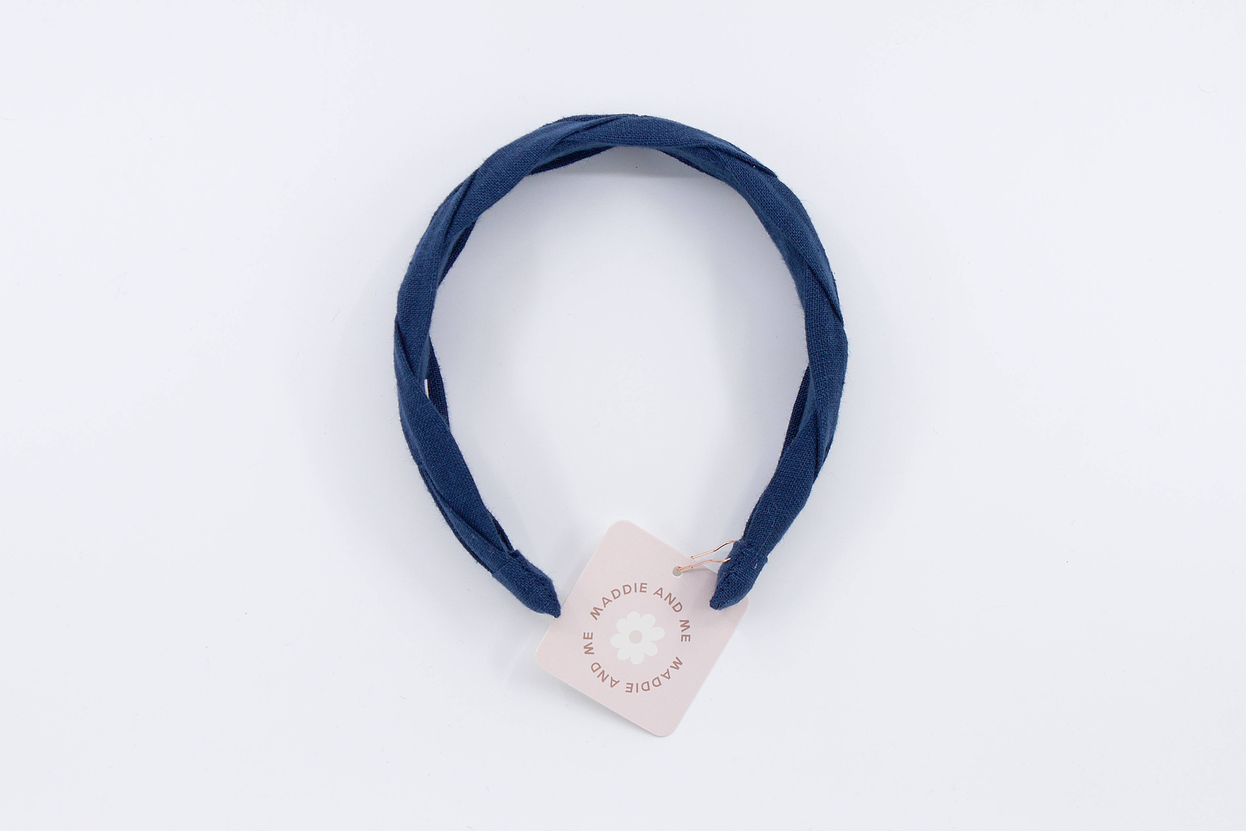 Maddie and Me Handmade - Wholesale Fashion Headband - Women's - Navy Blue Braided European Linen Headband | Neutral Headband6