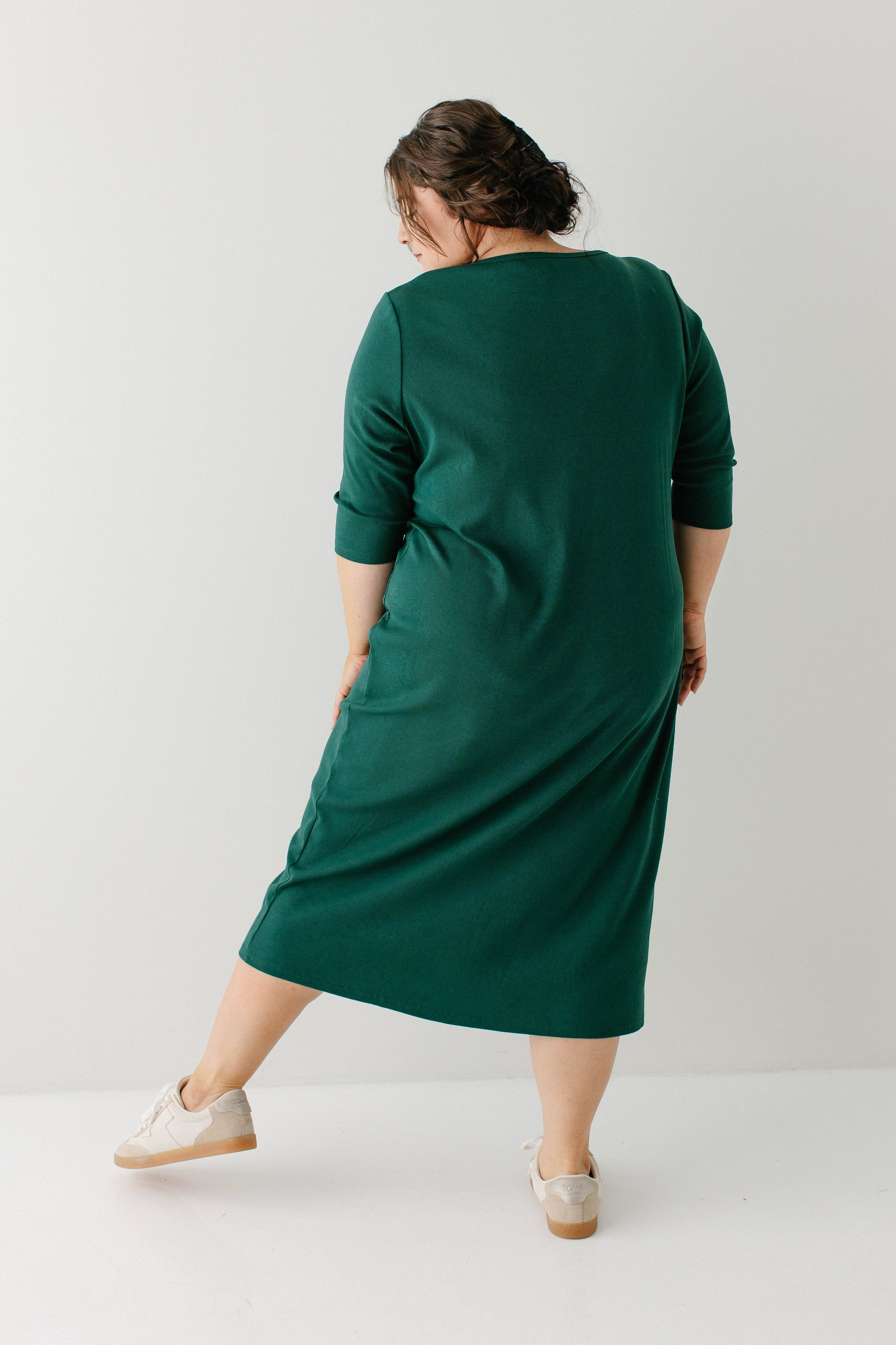 The Main Street Exchange - Wholesale Dress - Women's - 'Constance' 3/4 Sleeve Ribbed Midi Dress FINAL SALE19