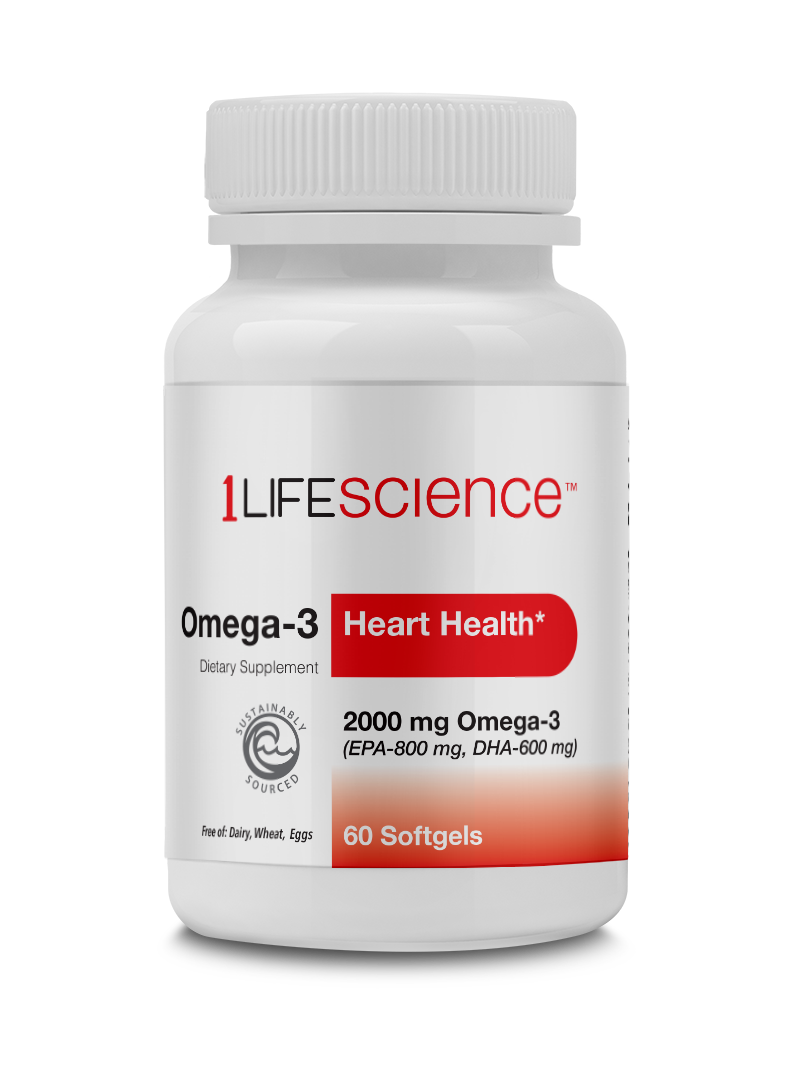 1 Life Science – Suplemento/vitamina oral por atacado – Omega 3 800EPA/600DHA 2000mg/2sg 60 SG0
