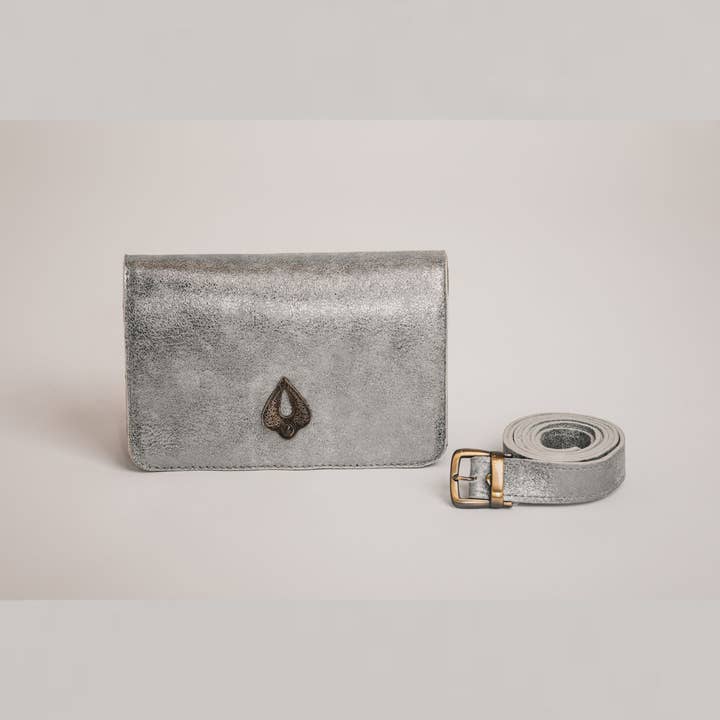 Bynes New York – Pochete - Mulher por atacado – Bolsa de cinto 3 em 1 de couro prateado