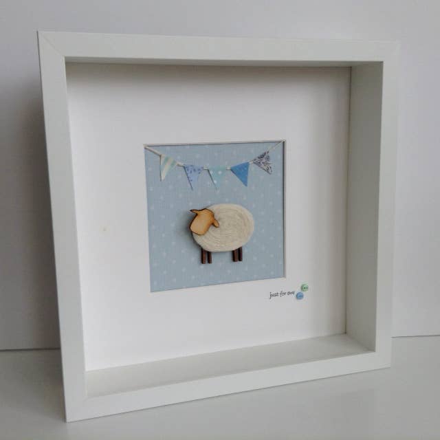 Just For Ewe Baby Boy Deep Frame Art for wholesale by Southbeach Design
